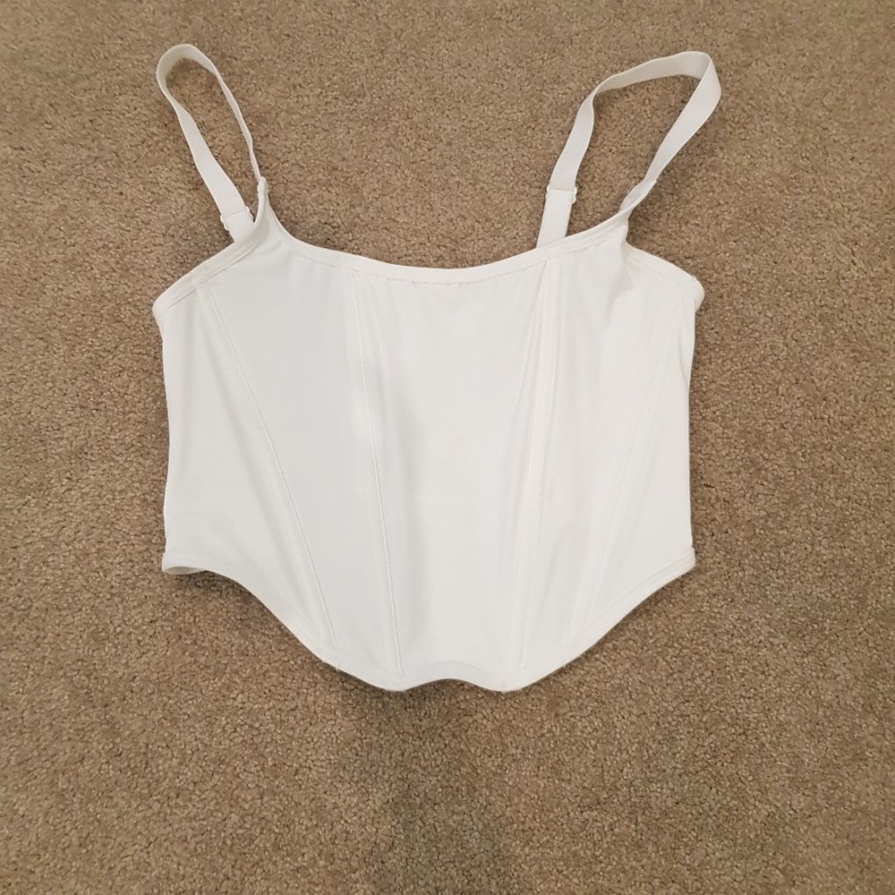 White Open-Back Corset Top - Picture 1 of 2